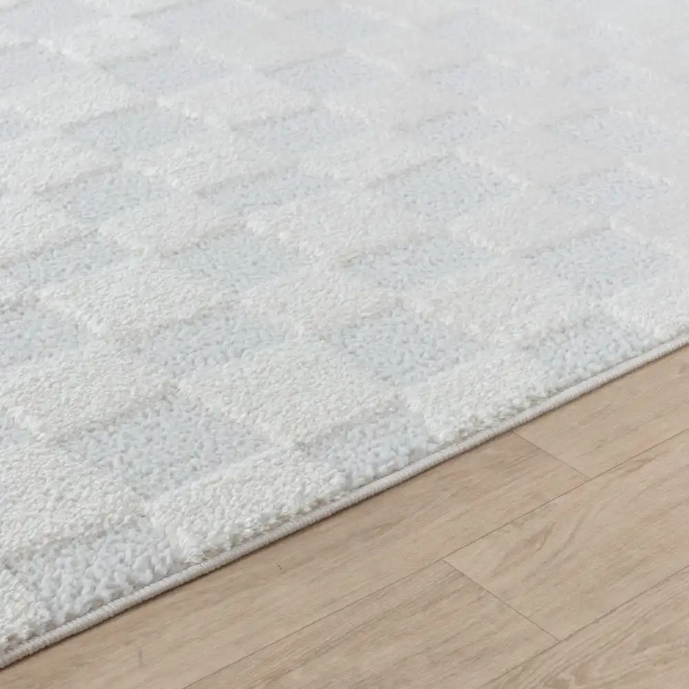 Irina Scandi Modern High Pile Off-White/Ivory Checkered Rug - Image 7