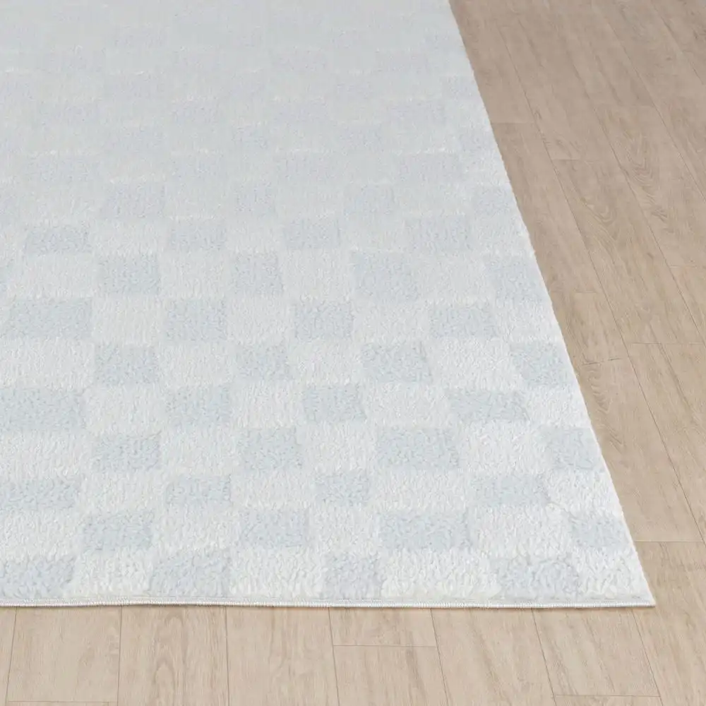 Irina Scandi Modern High Pile Off-White/Ivory Checkered Rug - Image 8