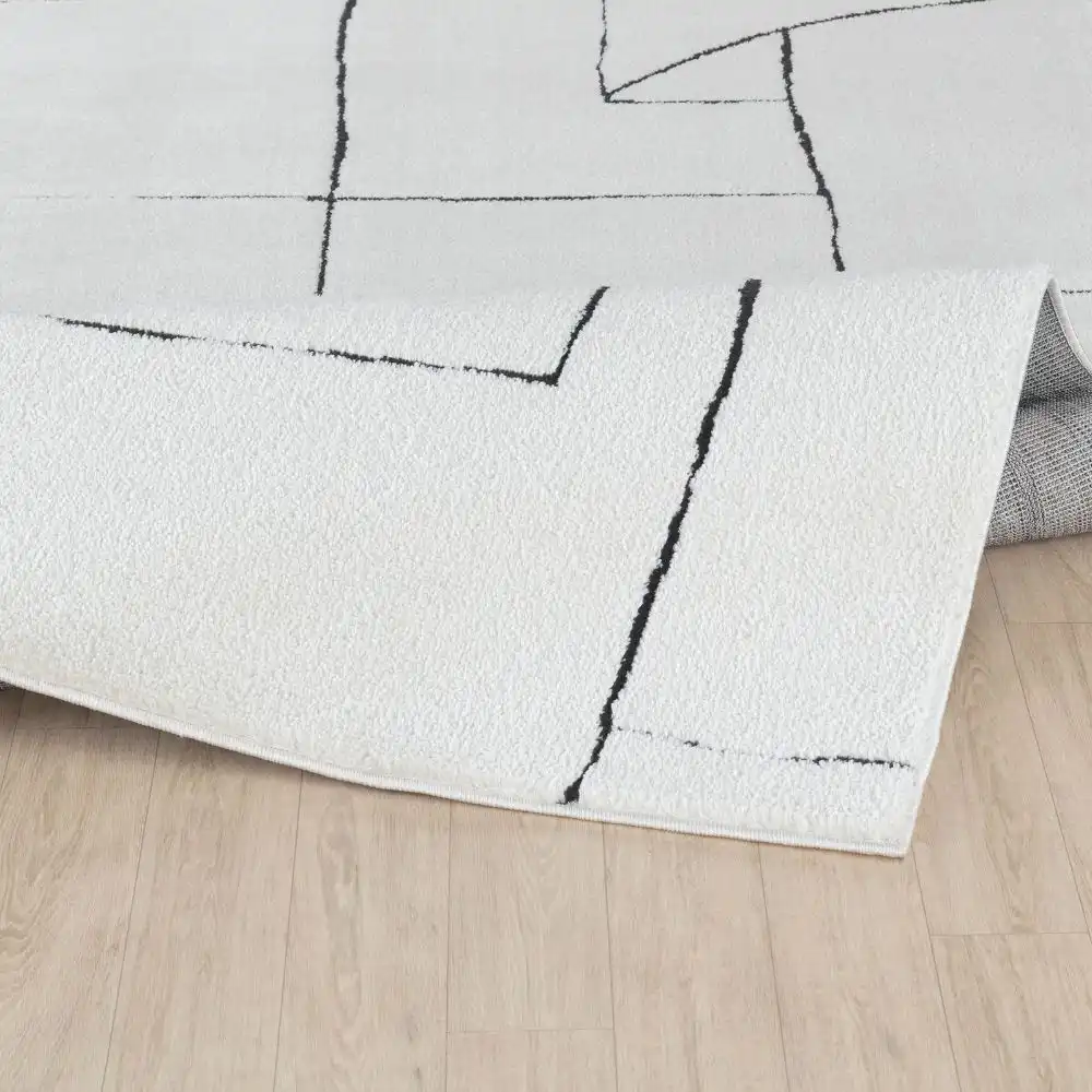 Lisa Scandi Modern High Pile Ivory/Black Rug - Image 4