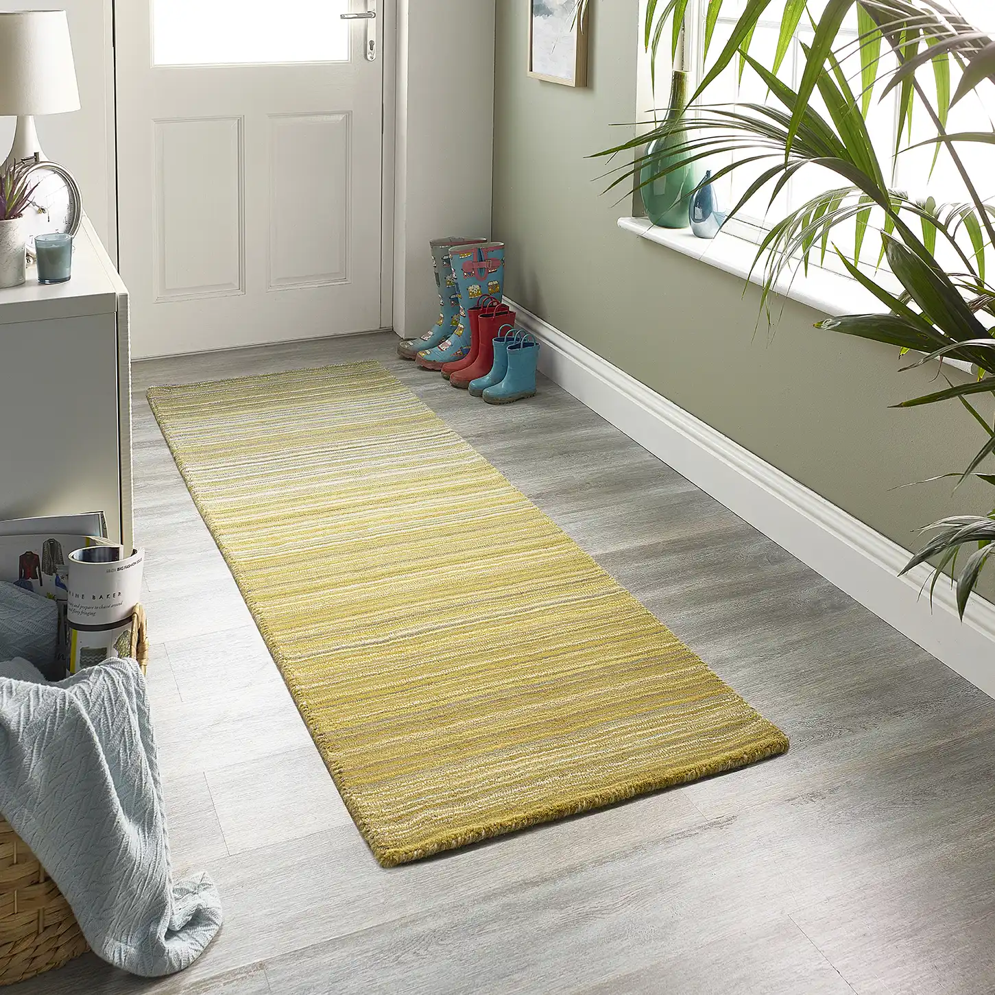 Fine Stripe Ochre Yellow Rug - Image 2