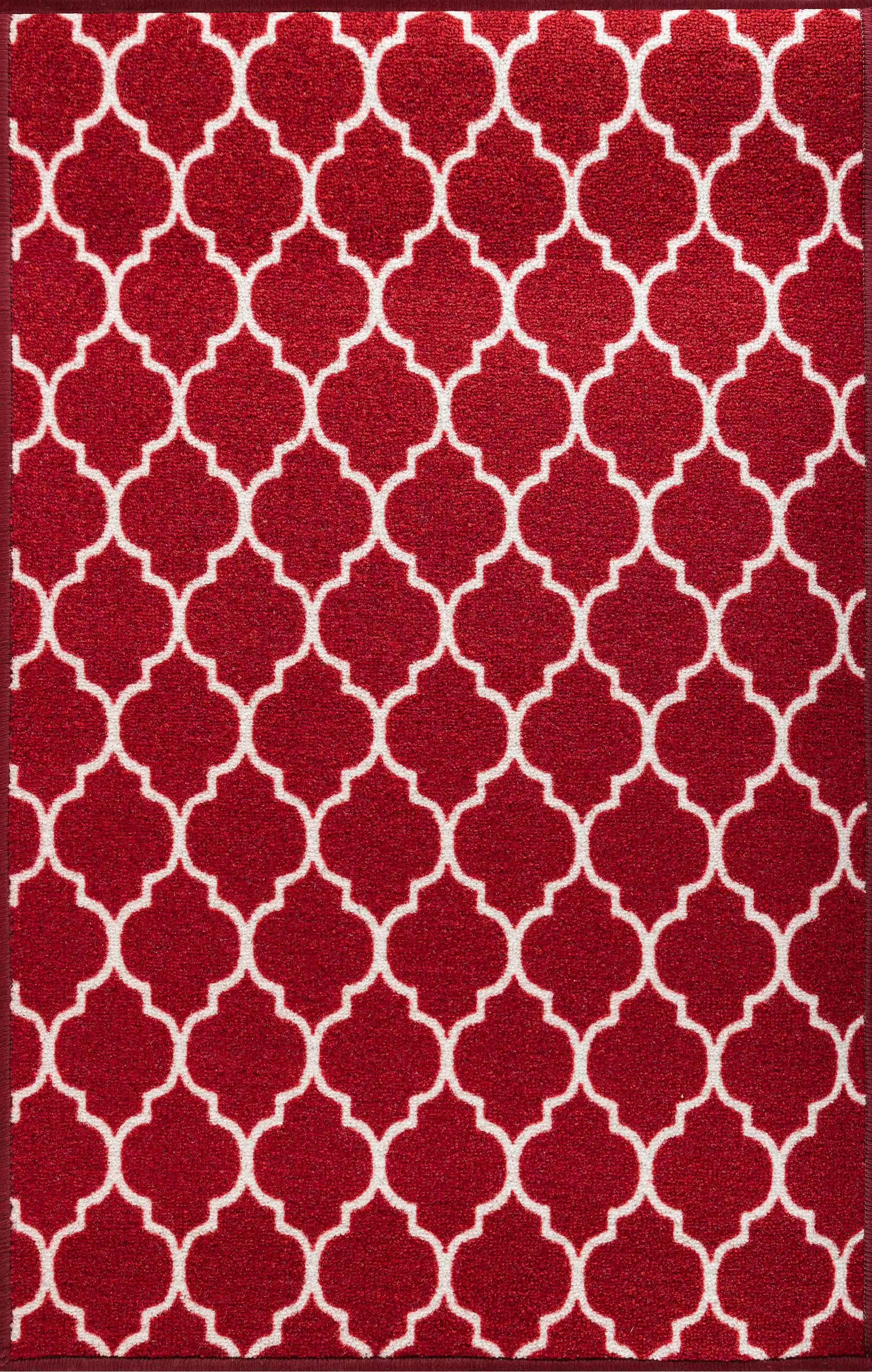 Washable Gel-Back Havana Trellis Red Rug - Image 2