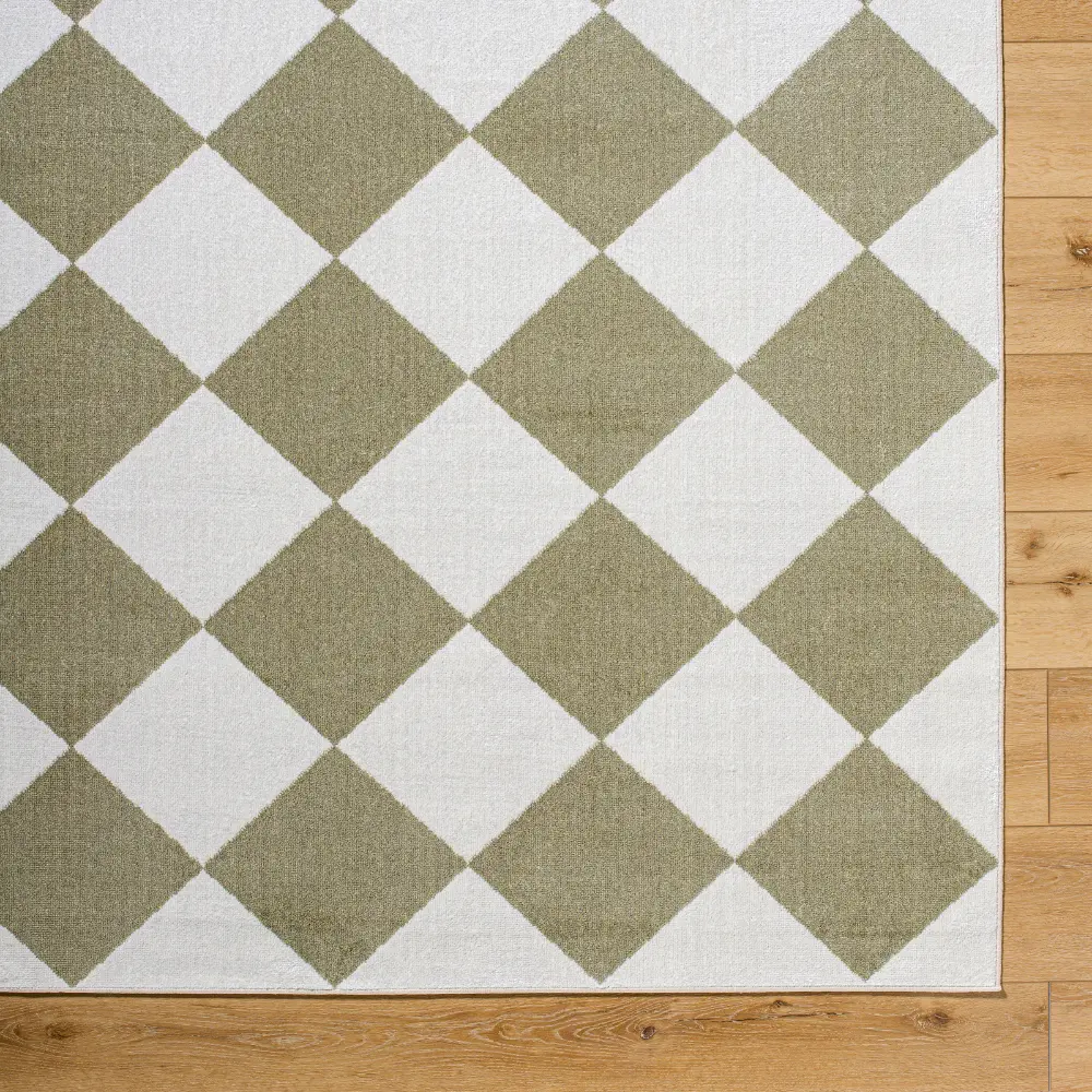 Ghislaine Machine Washable Modern Boho Diamond Dusty Sage Rug - Image 3