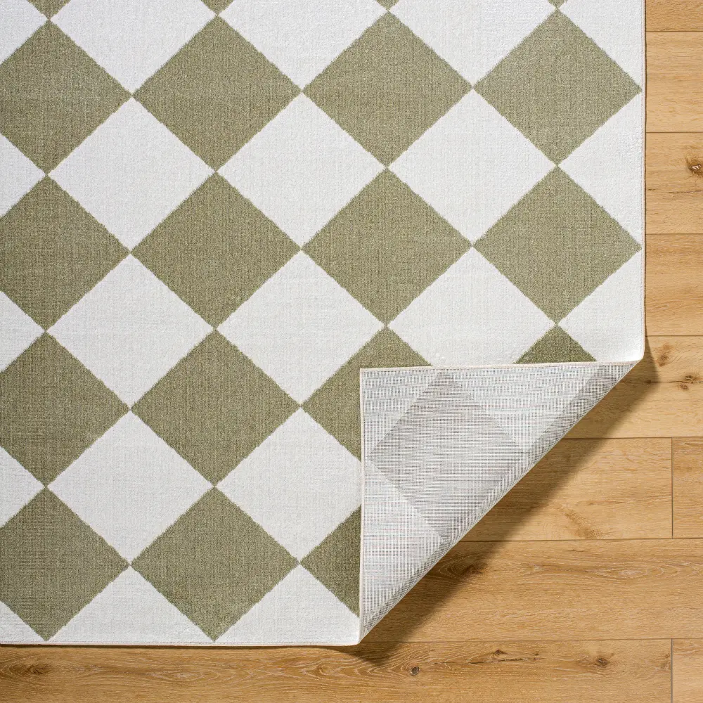 Ghislaine Machine Washable Modern Boho Diamond Dusty Sage Rug - Image 6