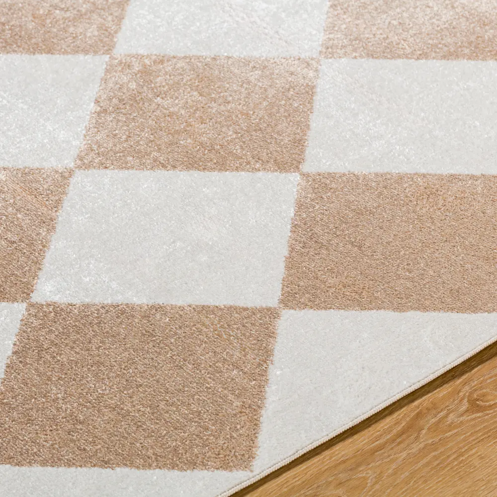 Ghislaine Machine Washable Modern Boho Diamond Light Brown Rug - Image 3