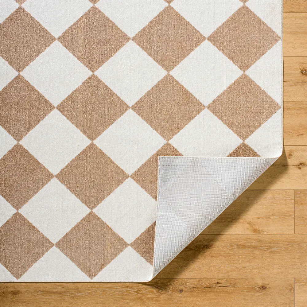 Ghislaine Machine Washable Modern Boho Diamond Light Brown Rug - Image 5