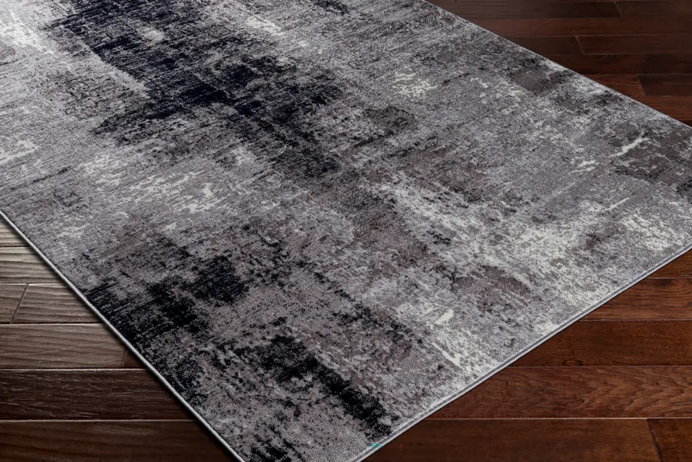 Giulia Abstract Modern Marble Black Rug - Image 6