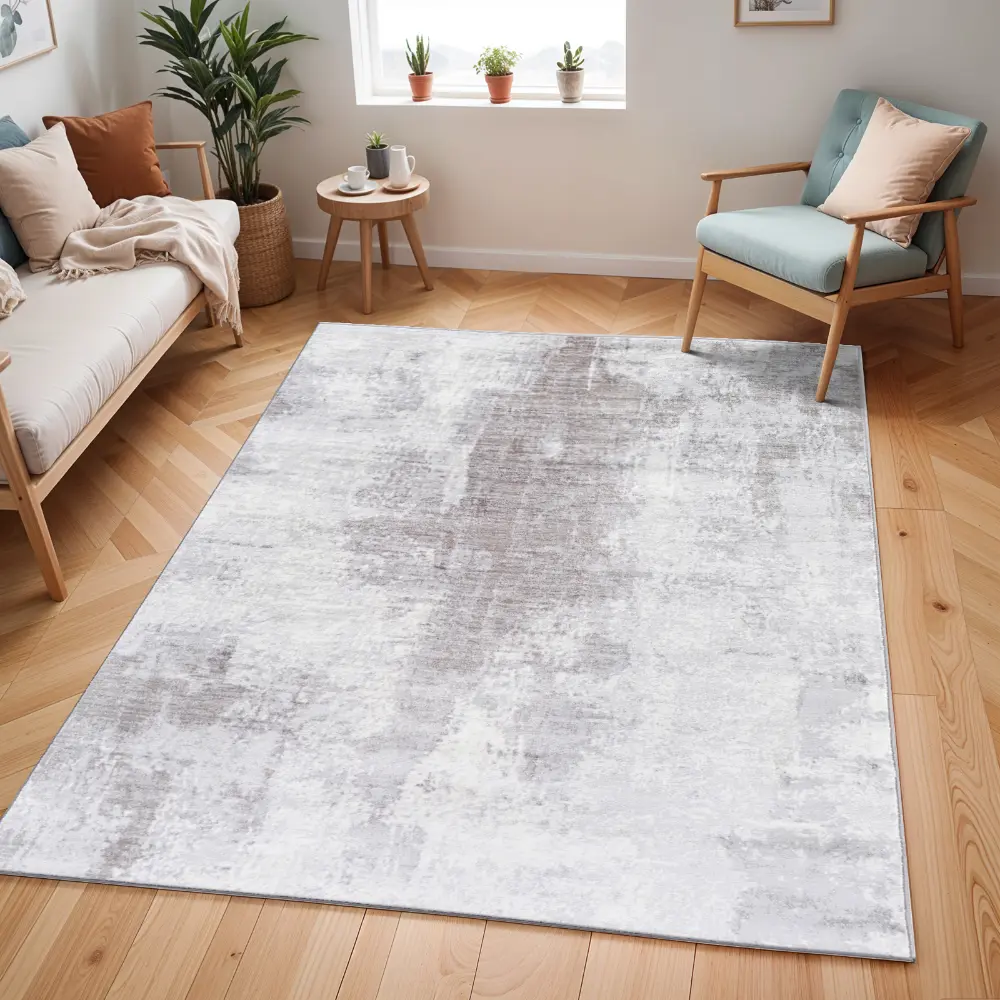 Giulia Abstract Modern Marble Cream Rug