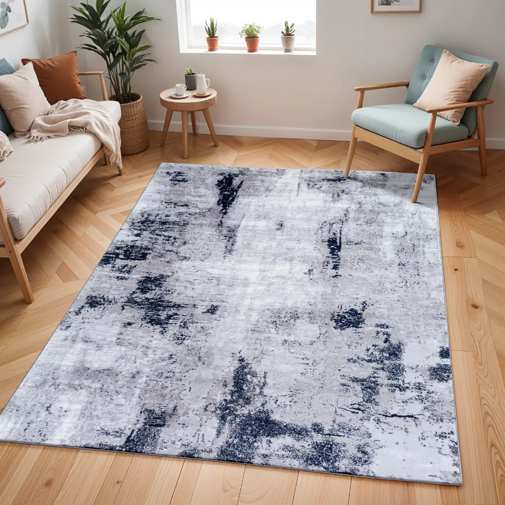 Giulia Abstract Modern Marble Grey Rug