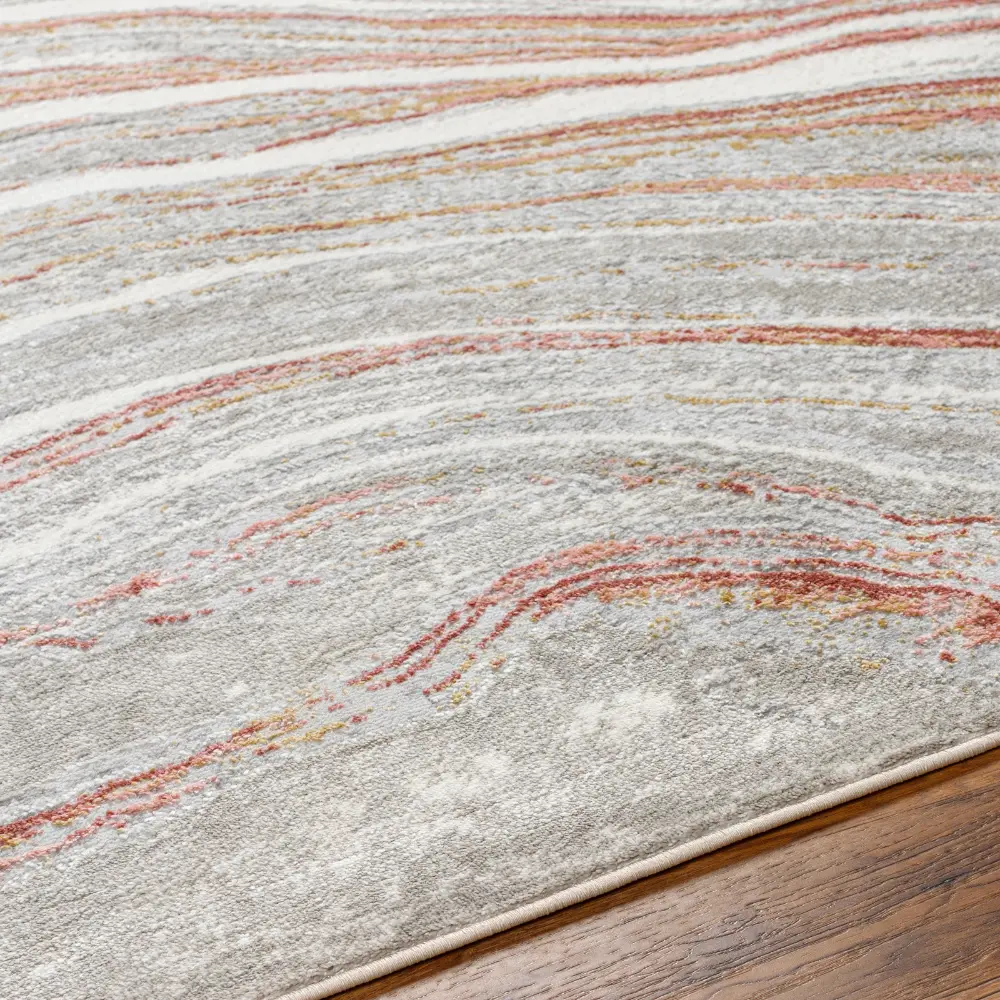 Glendy Abstract Modern Marble Coral/Beige Rug - Image 2