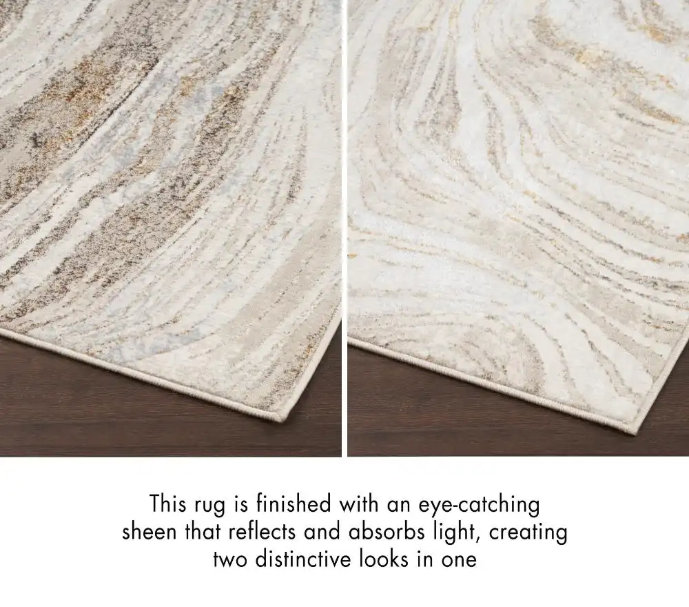 Glitz Nourison GLZ22 Grey Gold Rug - Image 9