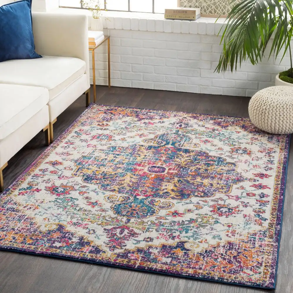 Lou Vintage Oriental Boho Orange/Dark Blue Rug