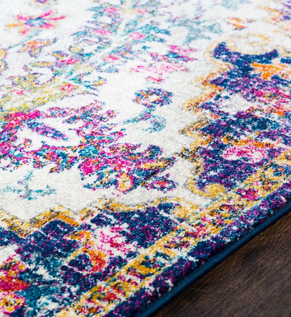 Lou Vintage Oriental Boho Orange/Dark Blue Rug - Image 5
