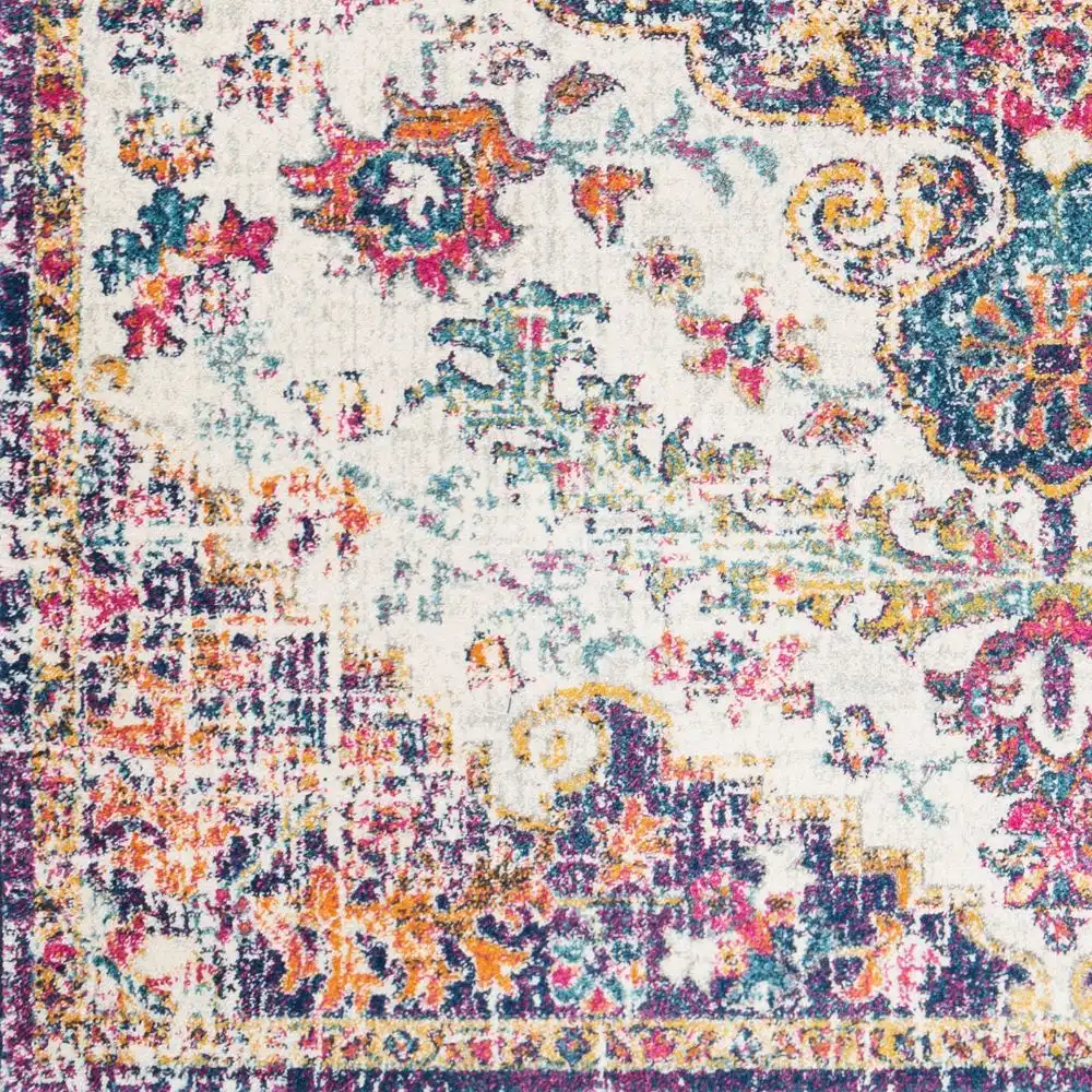 Lou Vintage Oriental Boho Orange/Dark Blue Rug - Image 6