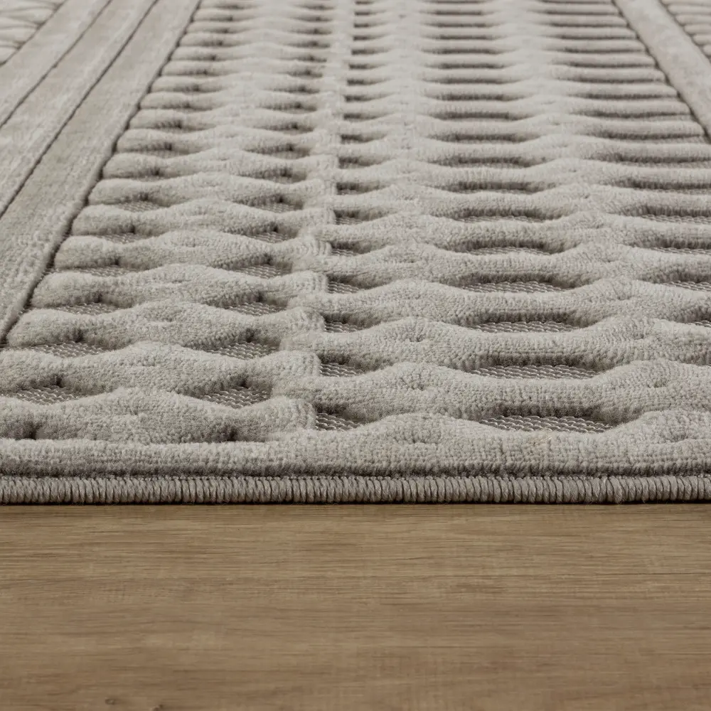 Haruka In- & Outdoor 3D High & Low Pile Textured Grey Rug - Image 5