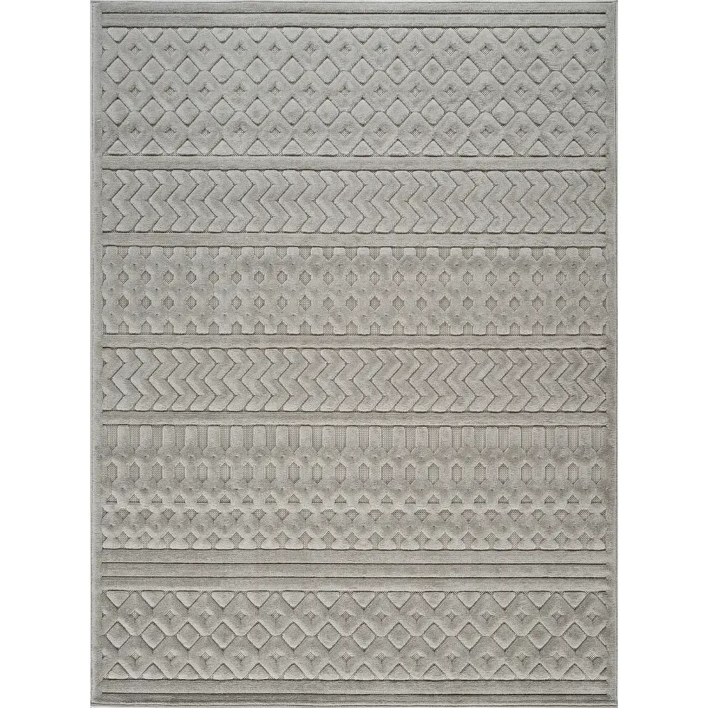 Haruka In- & Outdoor 3D High & Low Pile Textured Grey Rug - Image 8