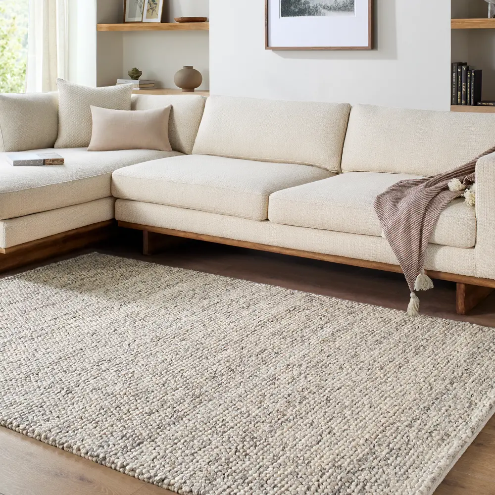 Hazar Hand Woven Taupe Charcoal Beige Wool Global Living Dining Bedroom HZA2302 Rug