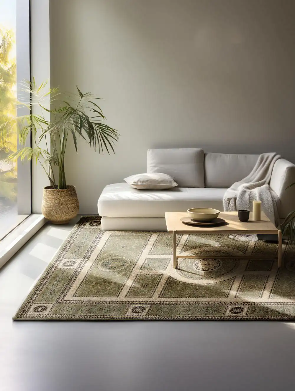 Herat 2 105991 Olive-Green Cream Rug