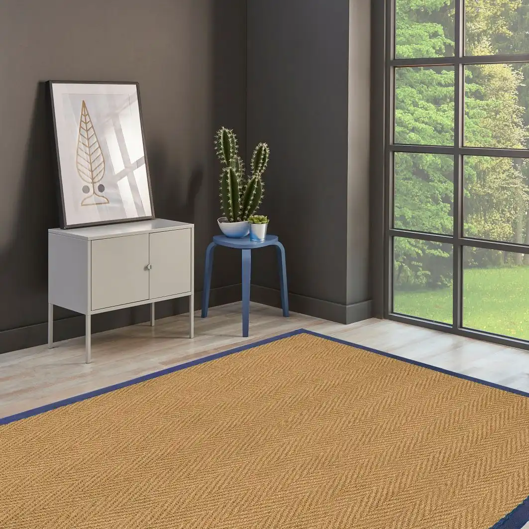Herringbone Coir Blue Rug - Image 2