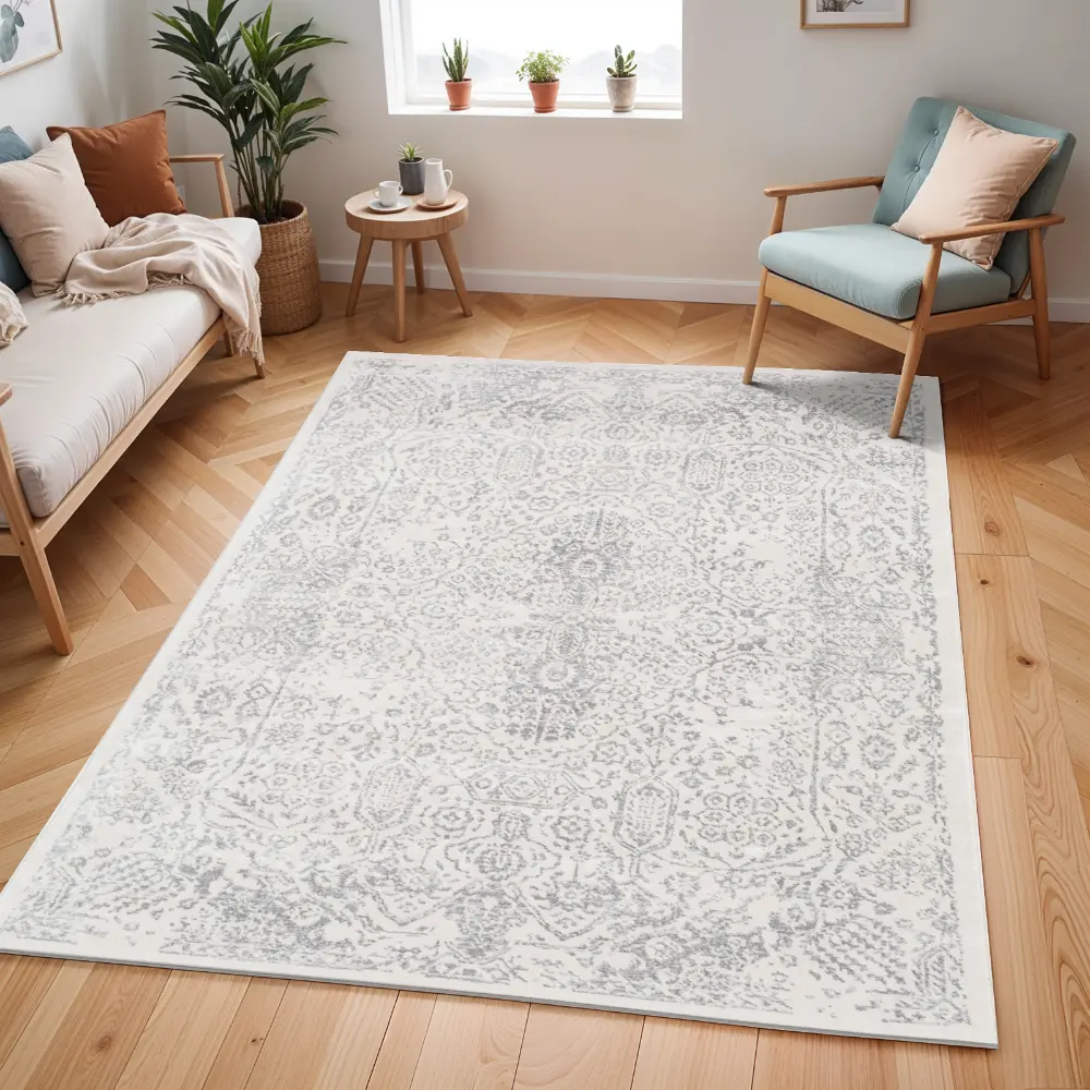 Hindah Vintage Oriental Boho Medium Grey Rug