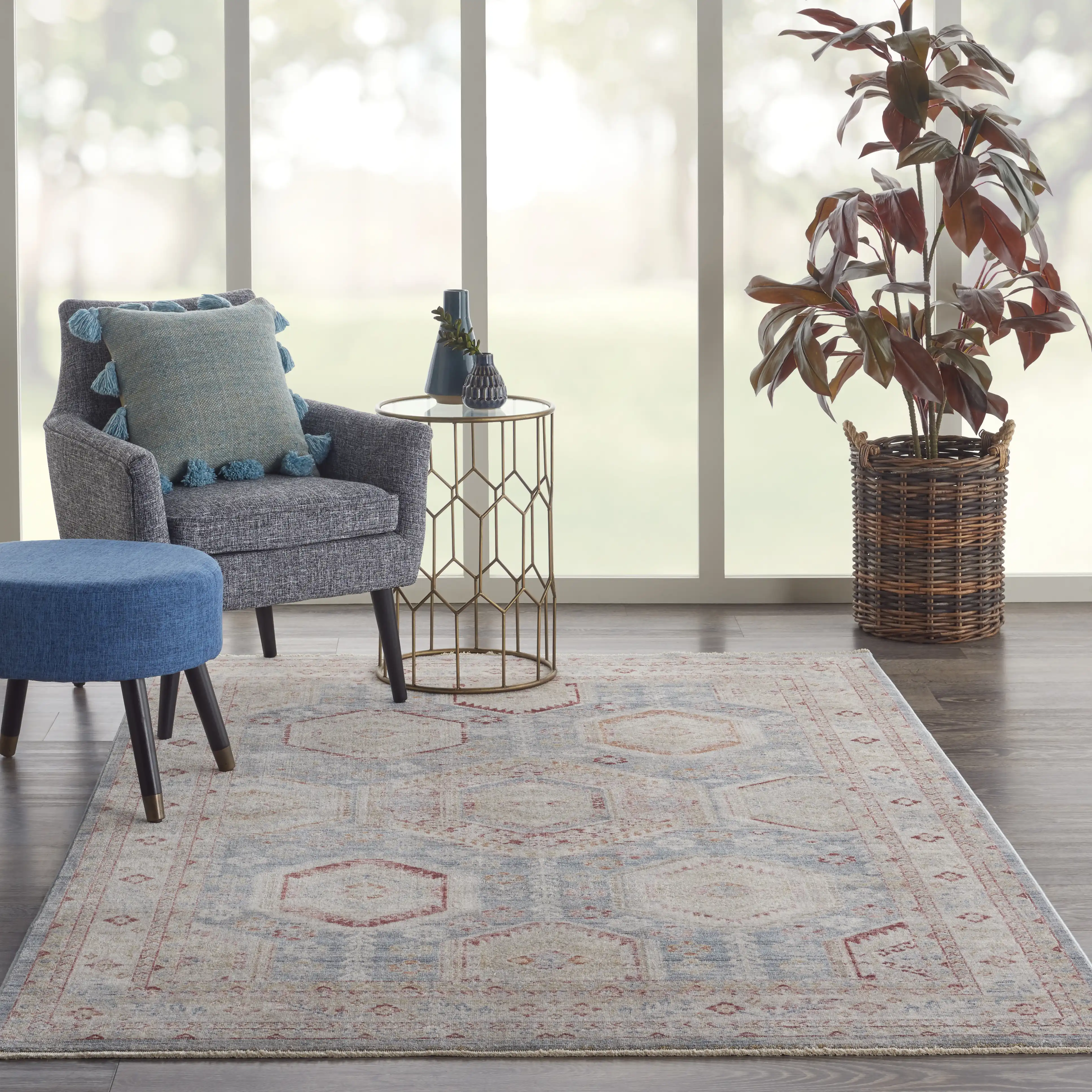 Homestead HMS01 Light Blue Multi Rug