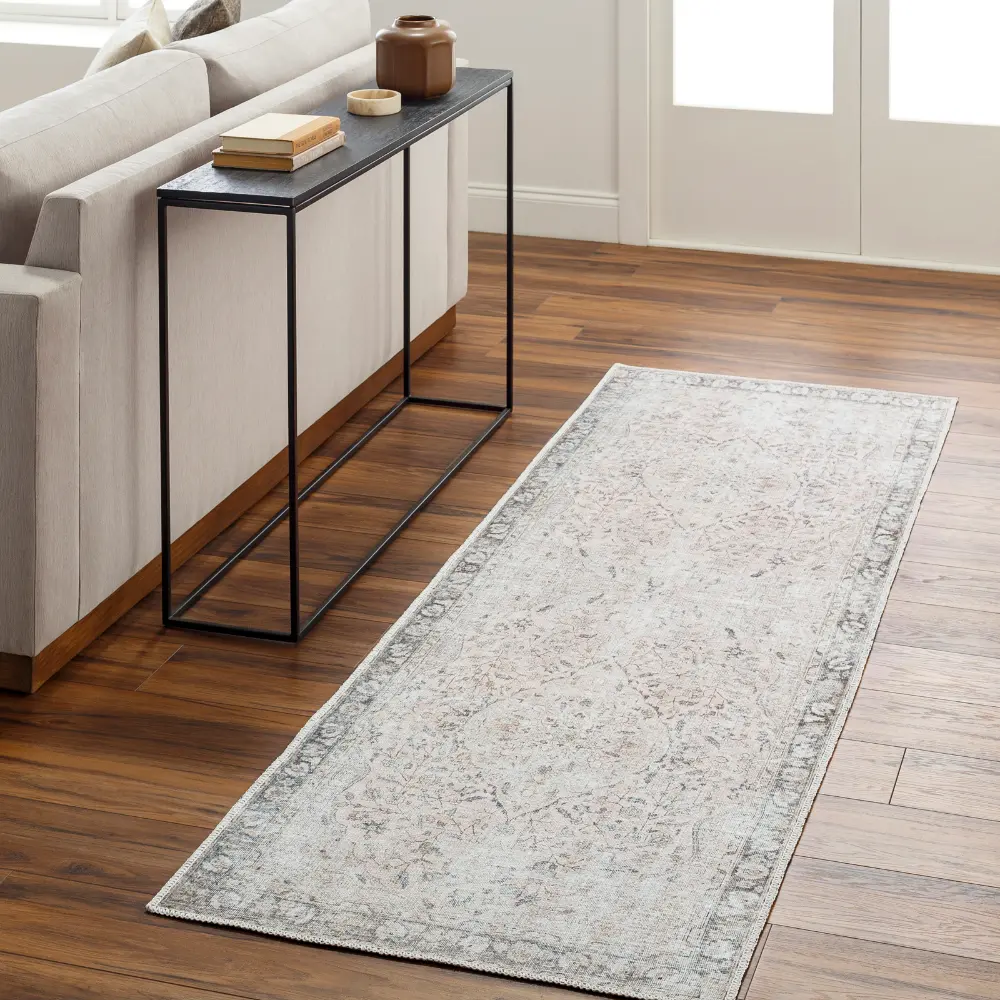 Indigo Machine Washable Traditionnal Boho Blush Rug