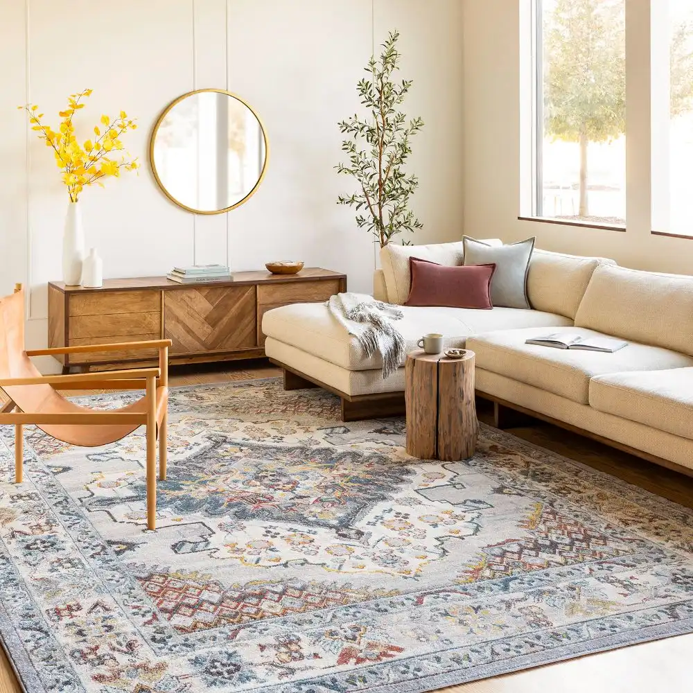 Jade Vintage Oriental Boho Grey Rug