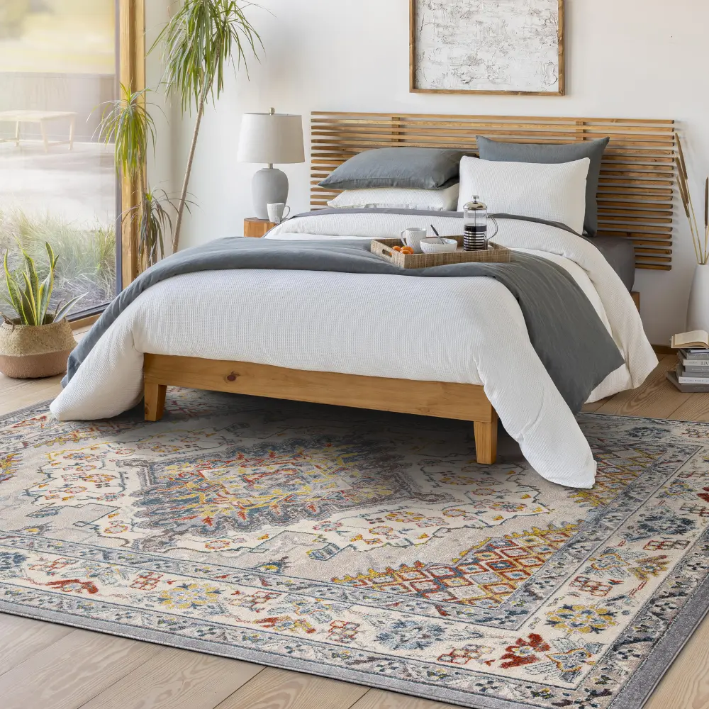 Jade Vintage Oriental Boho Grey Rug - Image 2
