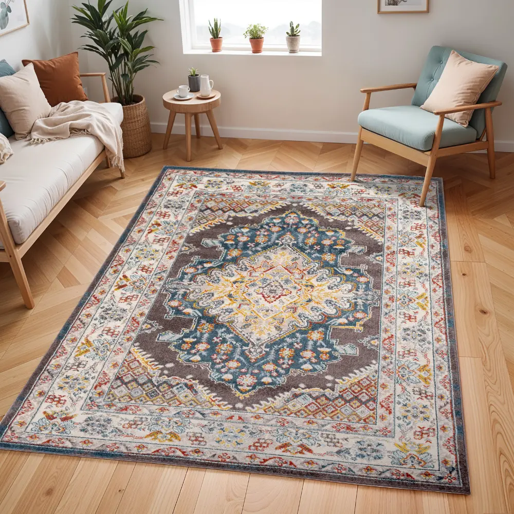 Jade Vintage Oriental Boho Teal Rug