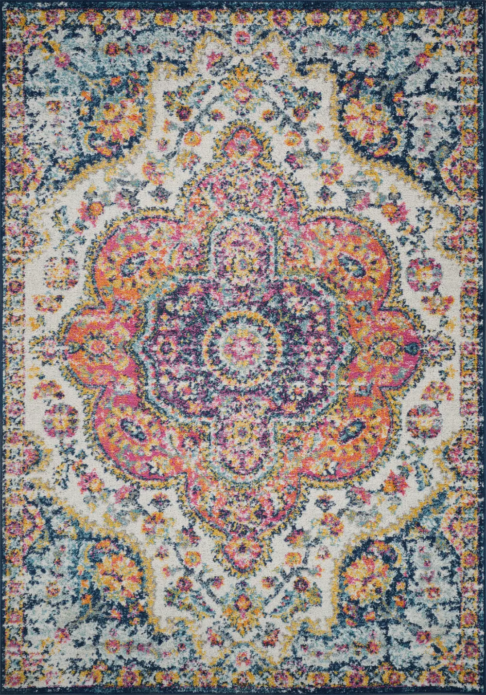 Julia Vintage Oriental Boho Pink/Saffron Rug - Image 2
