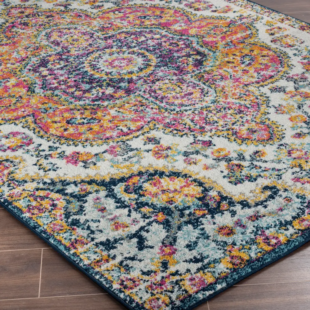 Julia Vintage Oriental Boho Pink/Saffron Rug - Image 7