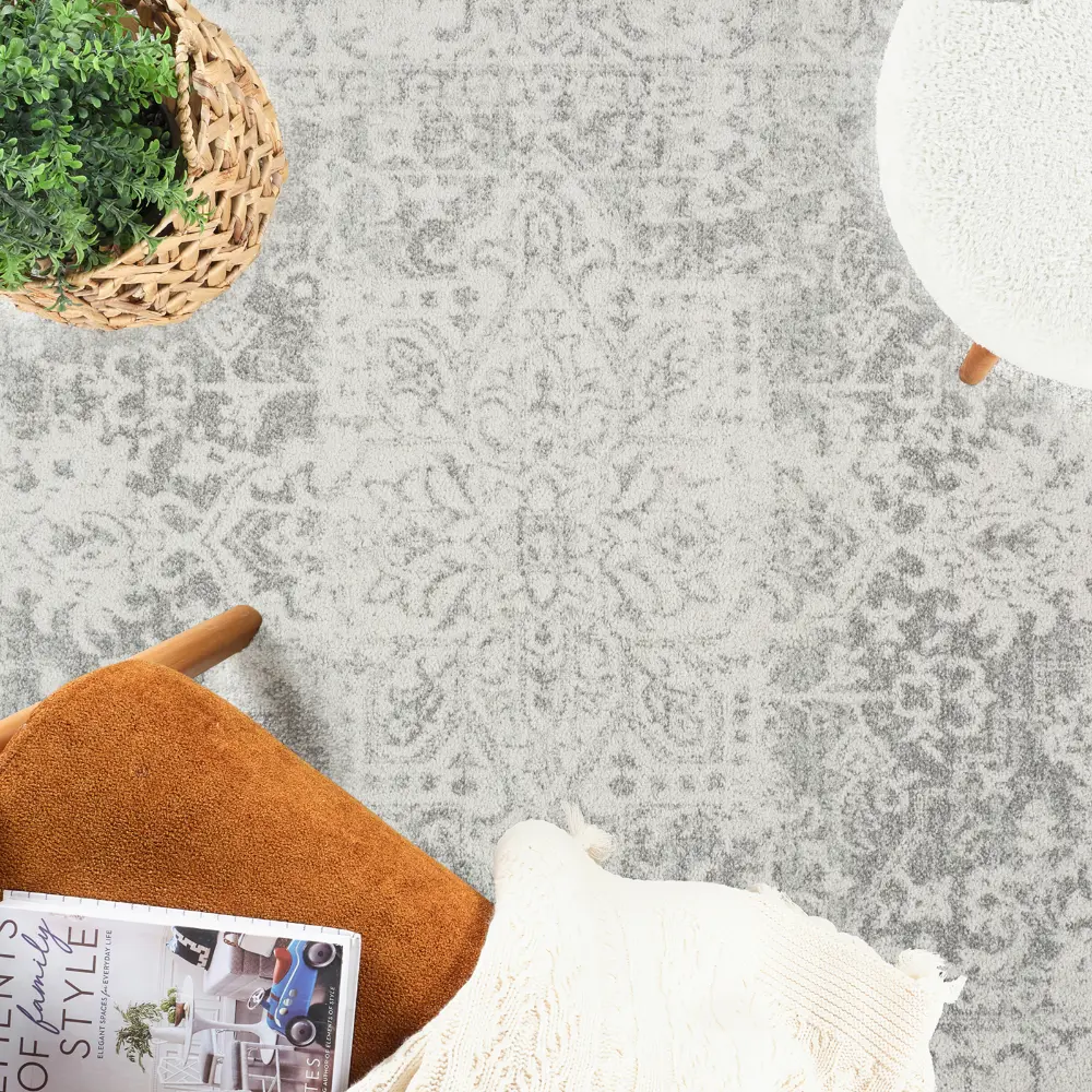 Juliette Vintage Oriental Boho Grey/White Rug - Image 12