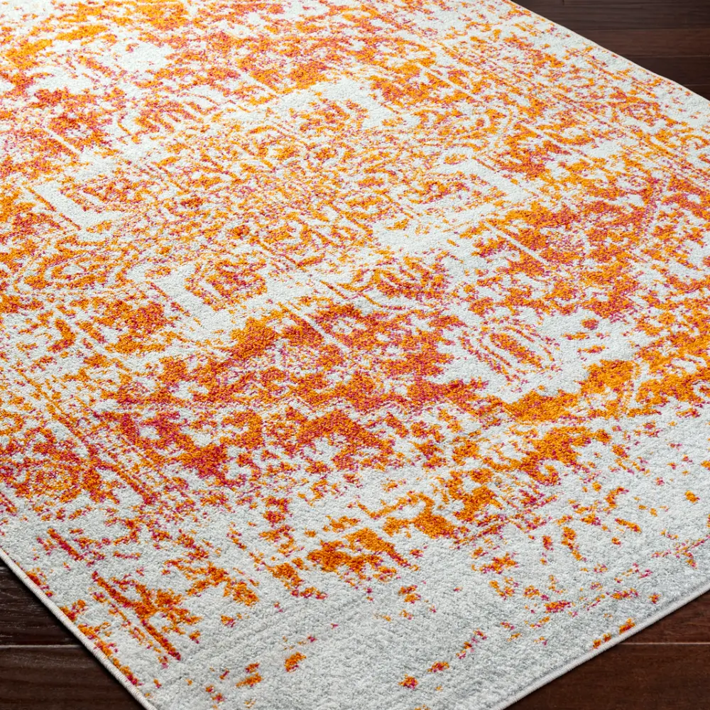 Juliette Vintage Oriental Boho Orange/White Rug - Image 2