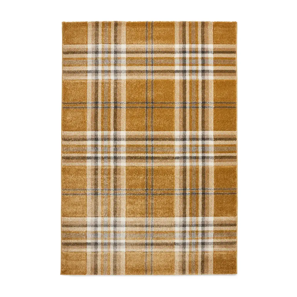 Catherine Lansfield Kelso Check Ochre - Washable - Image 9