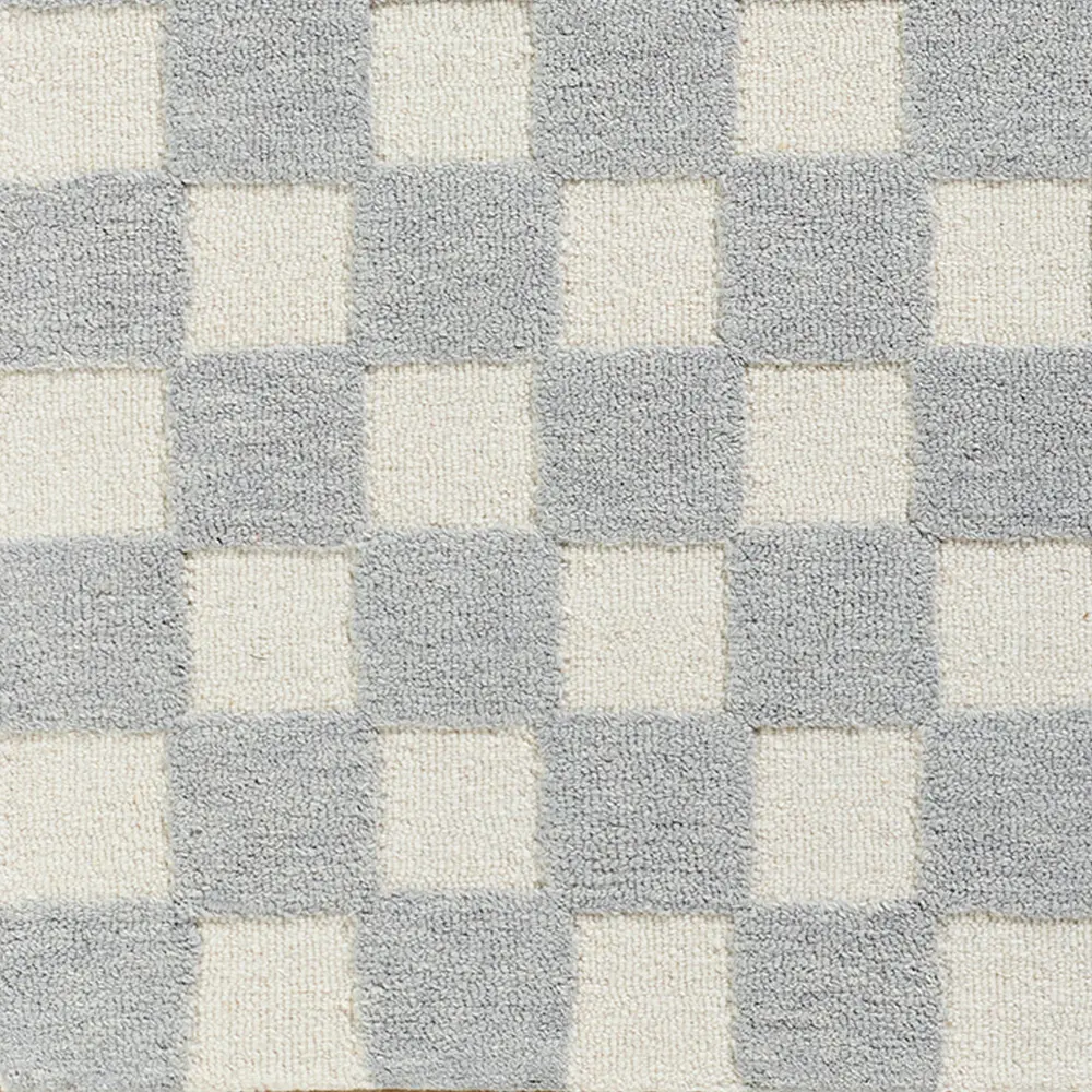 Klopp Hand Tufted Grey Ivory Wool Checkered Living Dining Bedroom KPP2300 Rug - Image 6