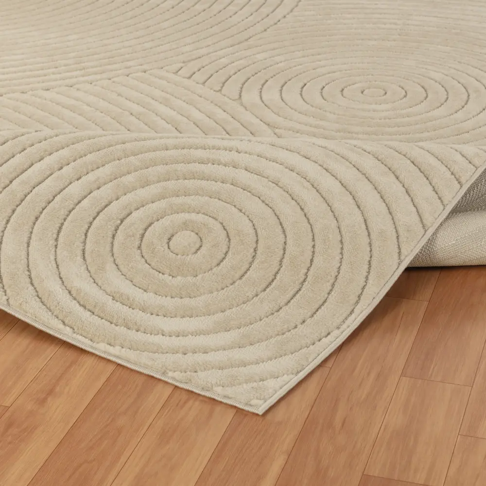 Koana In- & Outdoor 3D High & Low Pile Textured Beige Rug - Image 11