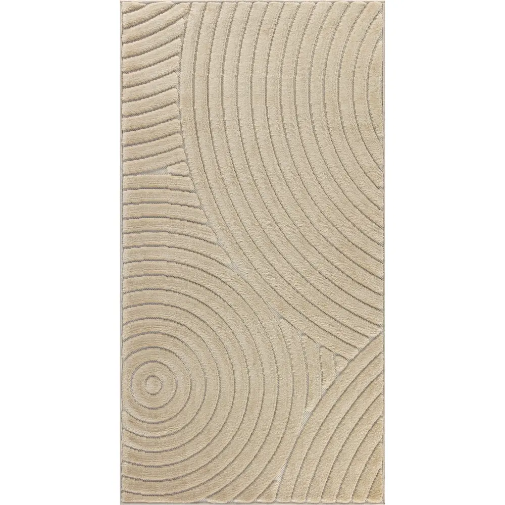 Koana In- & Outdoor 3D High & Low Pile Textured Beige Rug - Image 9