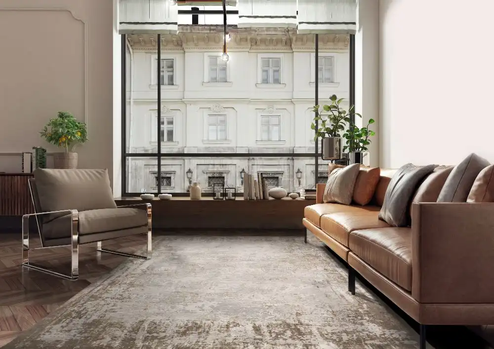 Kuza Border Beige Rug