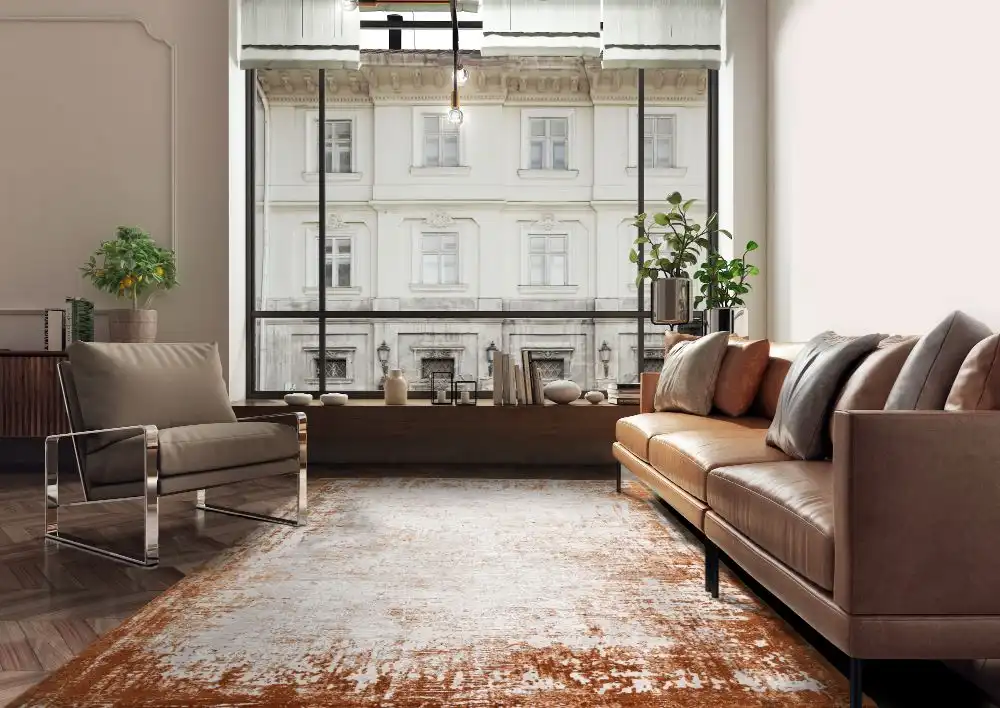 Kuza Border Terracotta Rug - Image 2