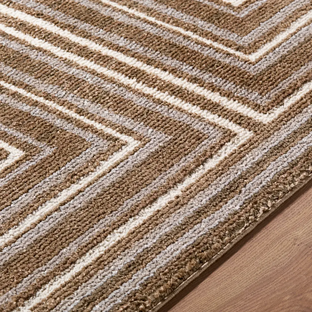 La Luna Global Brown Taupe Grey Graphic Living Dining Bedroom Rug LUU2311 - Image 2