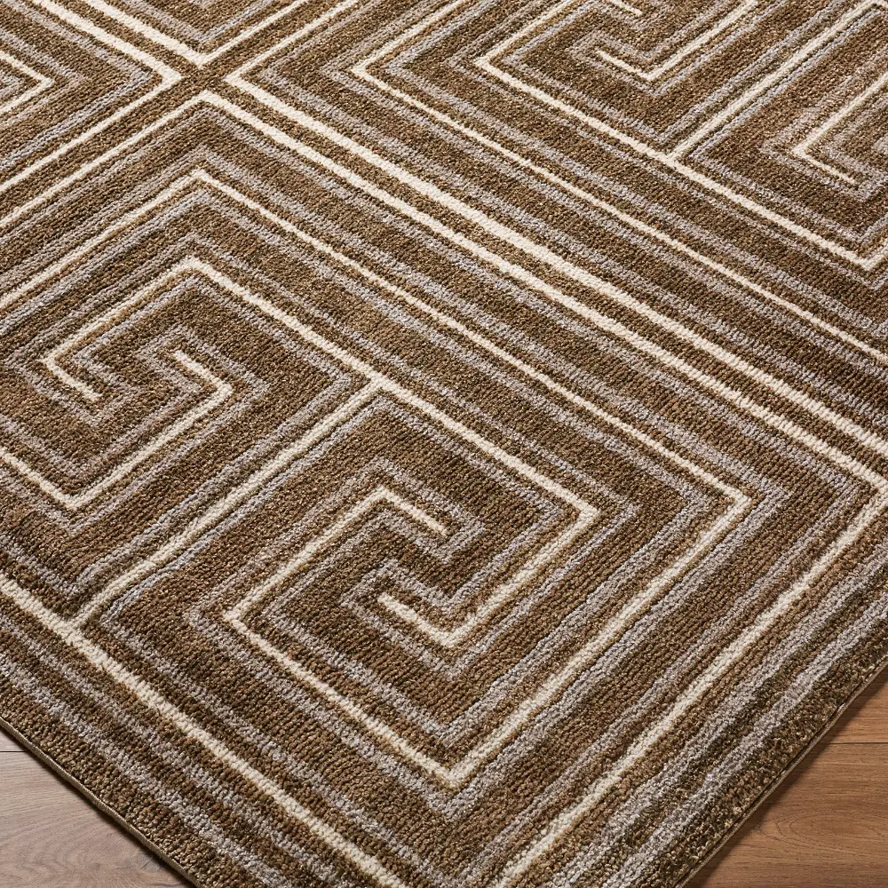 La Luna Global Brown Taupe Grey Graphic Living Dining Bedroom Rug LUU2311 - Image 4