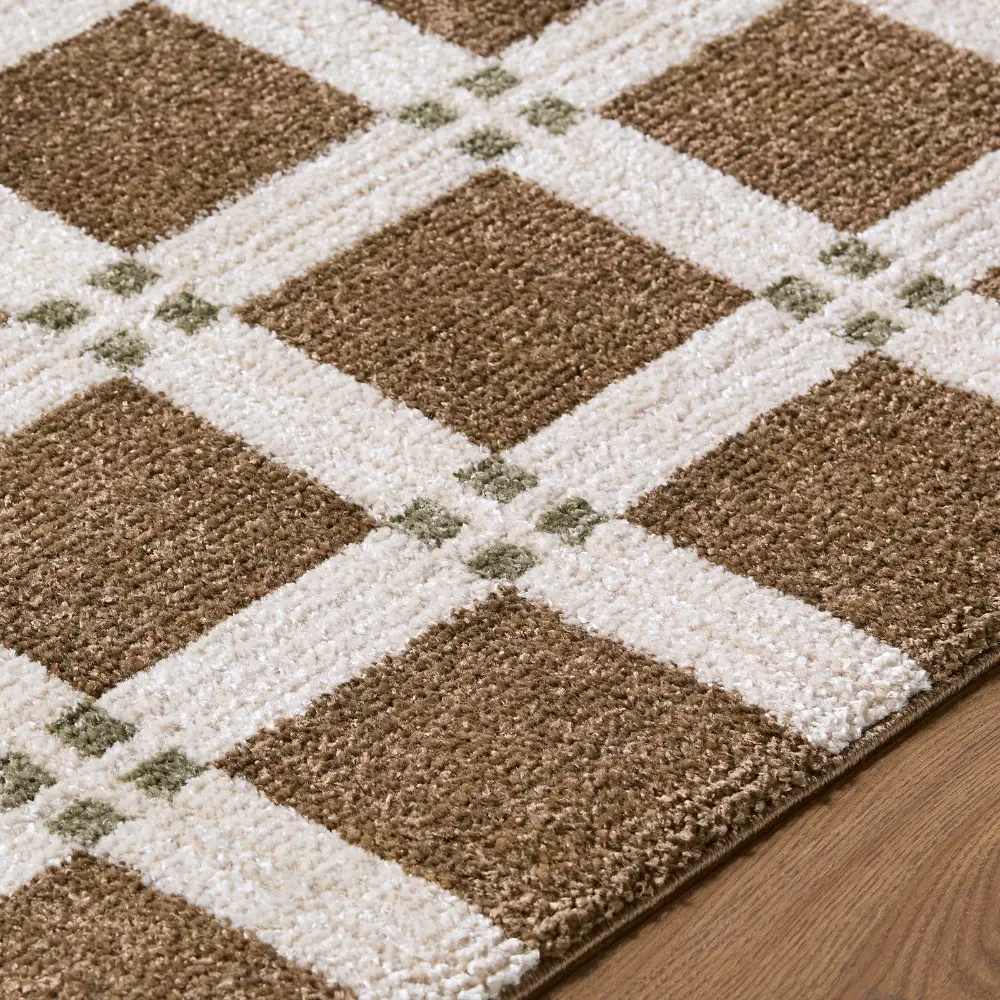 La Luna Modern Green Off-White Grey Brown Graphic Living Dining Bedroom Rug LUU2306 - Image 2
