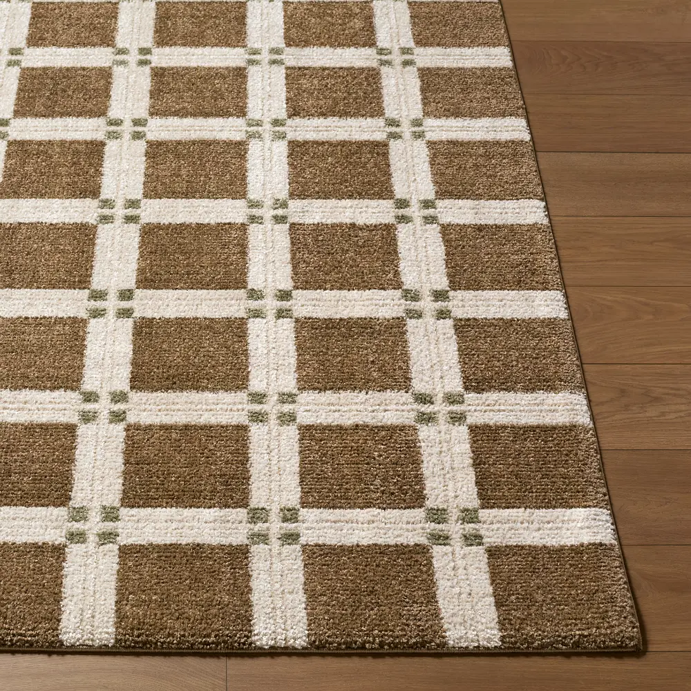 La Luna Modern Green Off-White Grey Brown Graphic Living Dining Bedroom Rug LUU2306 - Image 5
