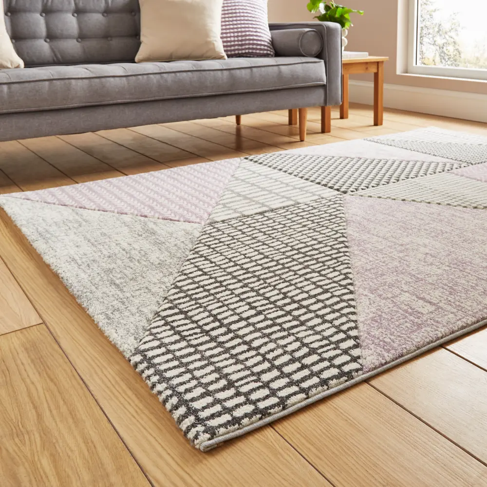 Catherine Lansfield Larsson Geo Lilac/Grey - Washable