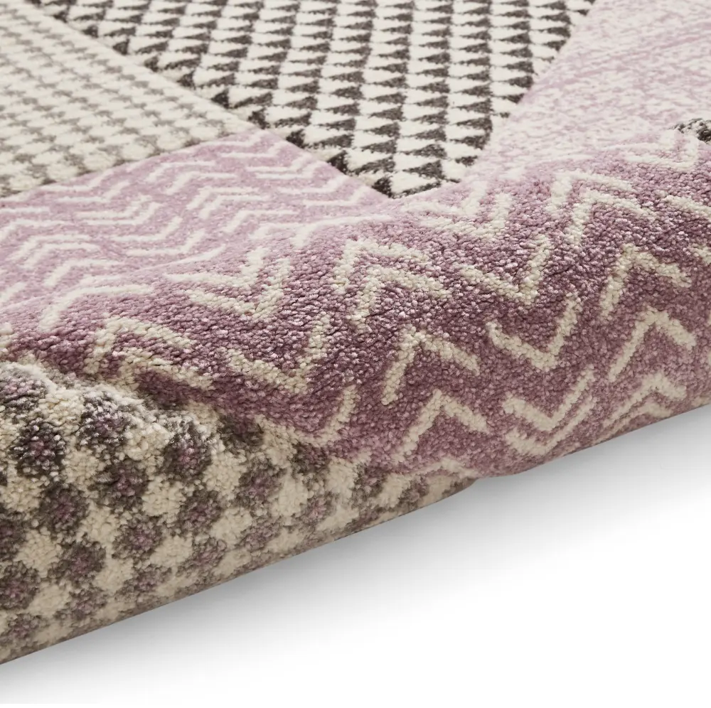 Catherine Lansfield Larsson Geo Lilac/Grey - Washable - Image 9