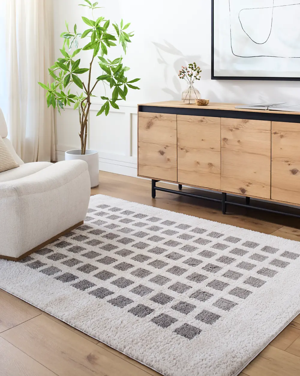 Laurine Machine Washable Modern Shaggy Charcoal Rug