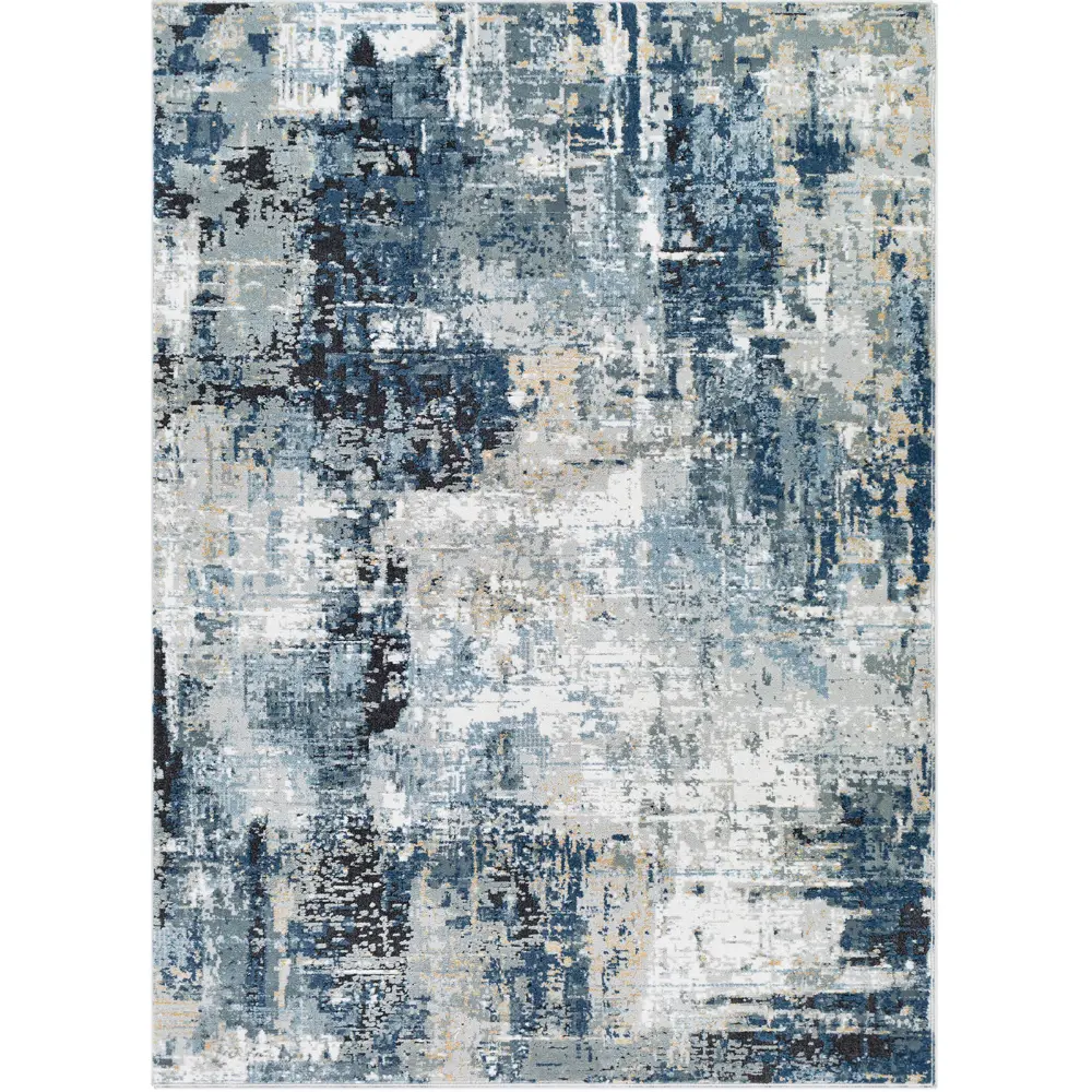 Lena Abstract Modern Marble Denim Rug - Image 3
