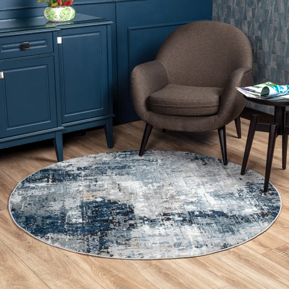 Lena Abstract Modern Marble Denim Rug - Image 6