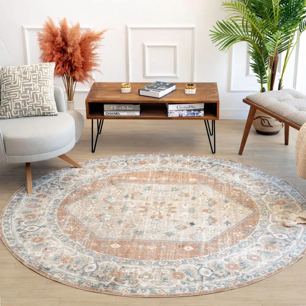 Boka Machine Washable Traditionnal Boho Burnt Orange Rug - Image 6