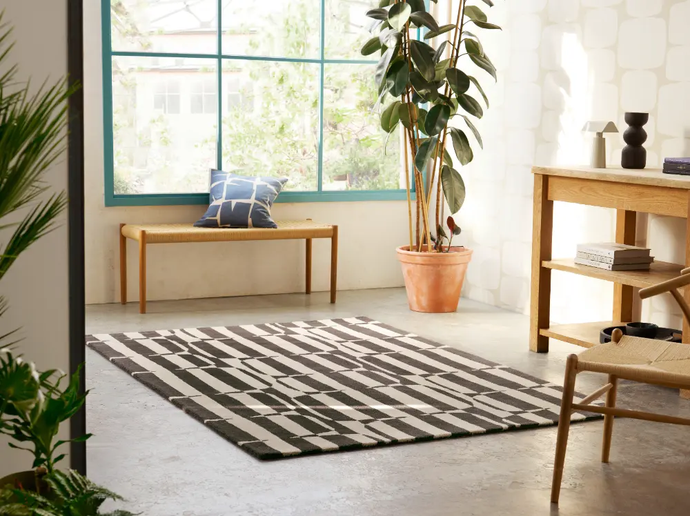 Lohko Stripe Charcoal 123105 Rug - Image 3