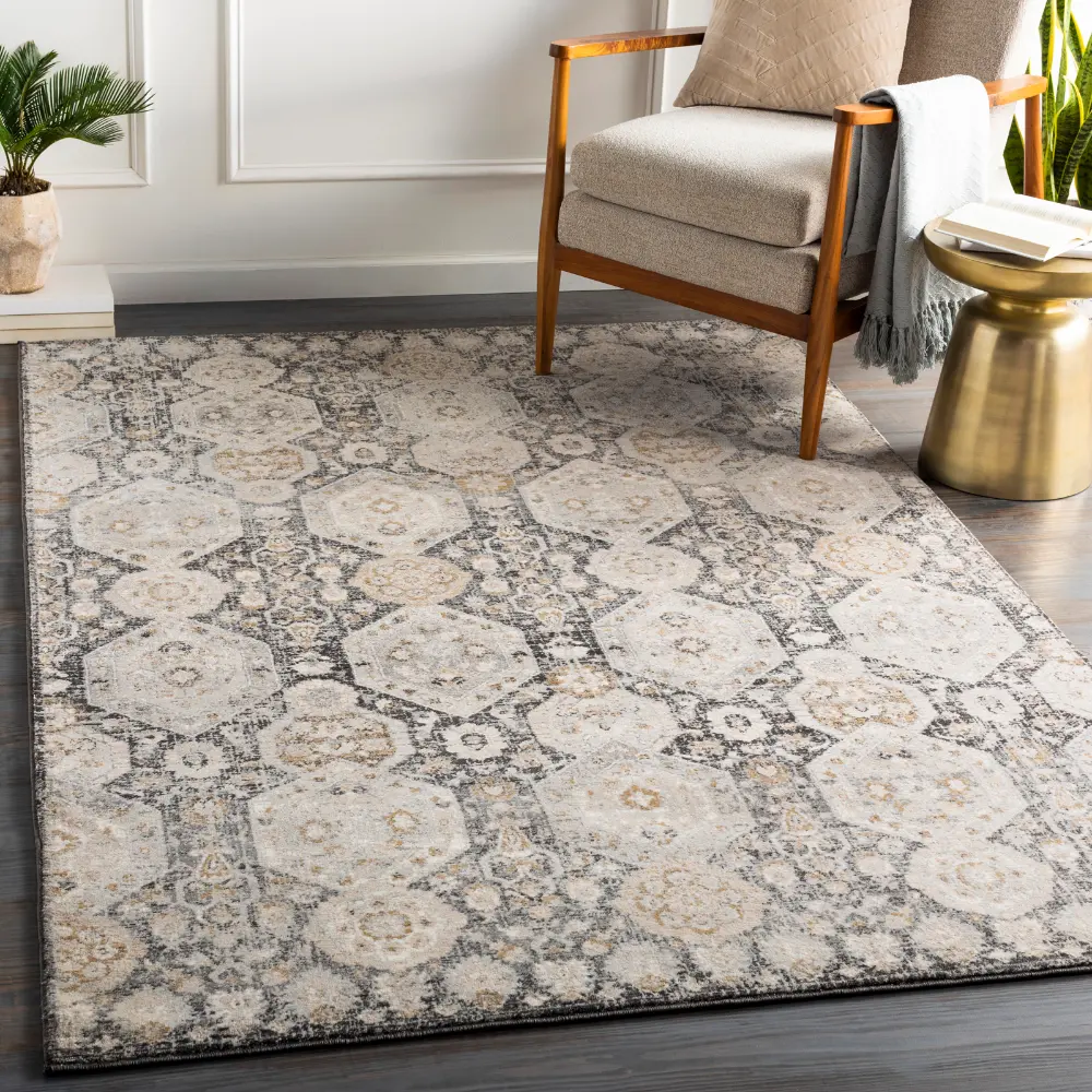 Lotus Vintage Oriental Boho Black Rug - Image 2